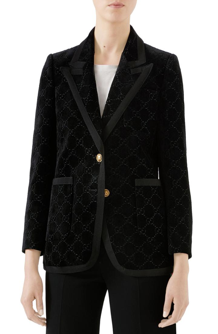 Women's Gucci Gg Velvet Jacket Us / 38 It - Black