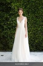 Women's Bliss Monique Lhuillier Beaded Soft Tulle Dress With Tails