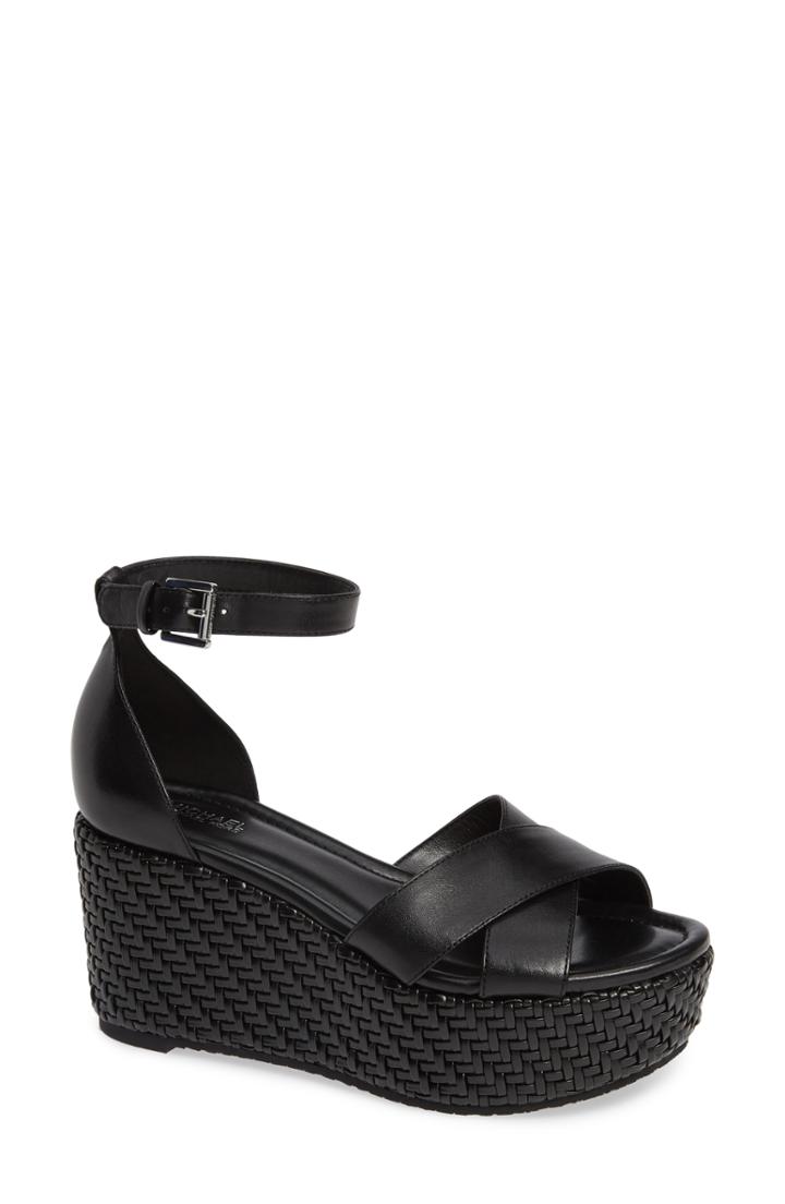 Women's Michael Michael Kors Desiree Basket Weave Wedge M - Black