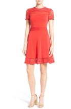 Women's Michael Michael Kors Mesh Combo Fit & Flare Dress - Red