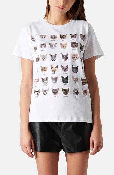 Topshop Cats Graphic Tee (petite) White
