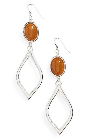 Women's Simon Sebbag Open Leaf Semiprecious Stone Earrings