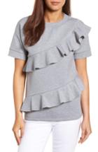 Women's Halogen Ruffle Front Neopene Sweatshirt, Size - Grey