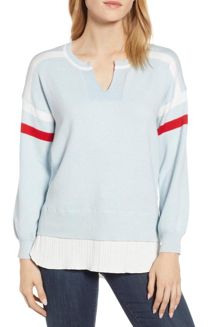 Women's Wit & Wisdom Layered Look Stripe Sweater - Blue