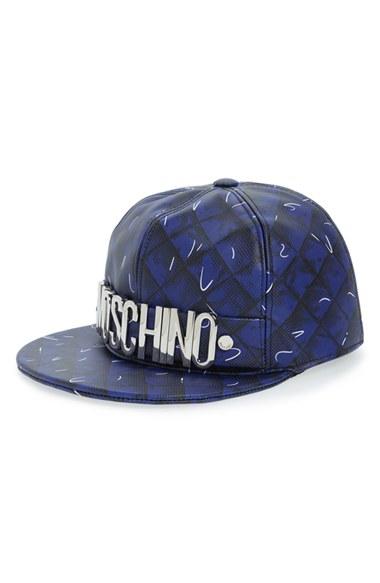 Women's Moschino 'shadow' Leather Baseball Cap -