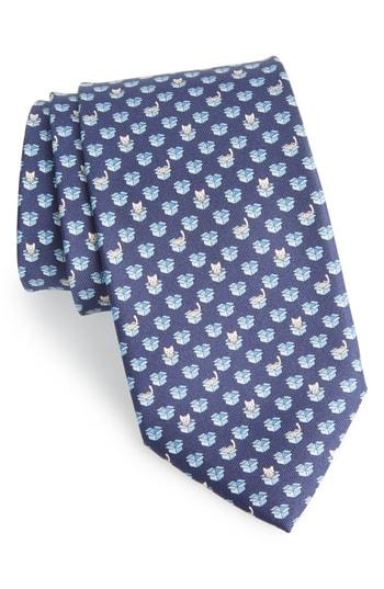 Men's Salvatore Ferragamo Felix Print Silk Tie, Size - Blue