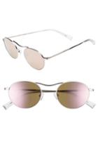 Women's Kendall + Kylie Tasha 49mm Oval Sunglasses - White Metal/ Rose Gold Mirror