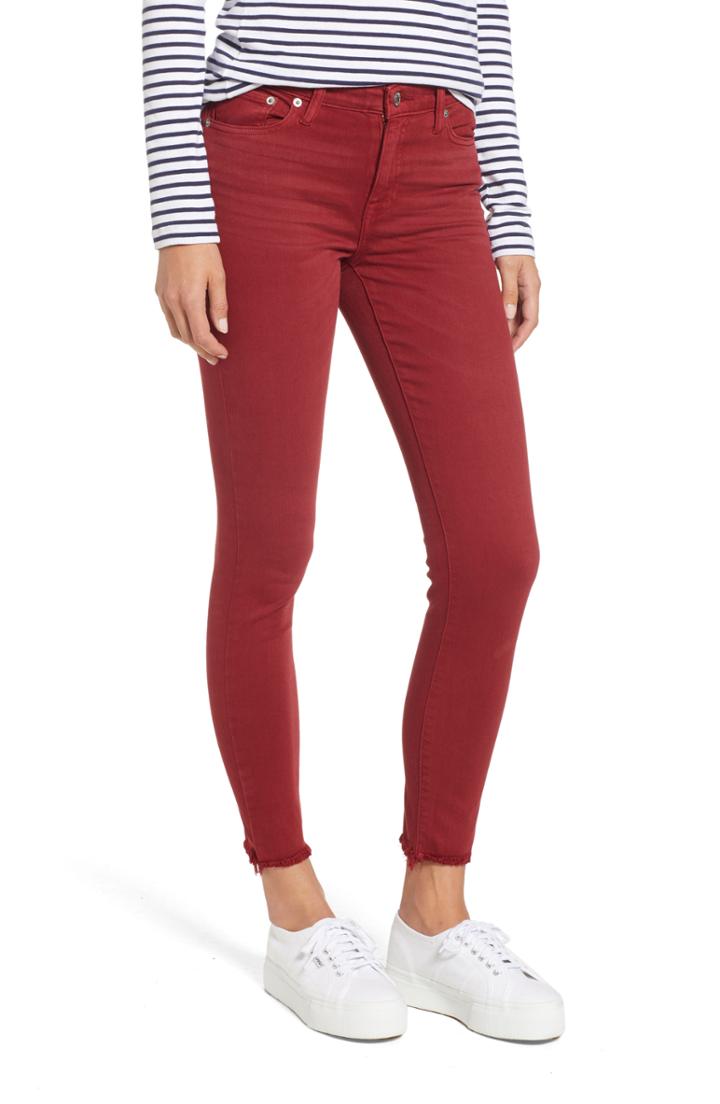 Women's Lucky Brand Ava Skinny Fray Hem Jeans - Red