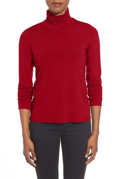 Women's Eileen Fisher Scrunch Neck Top - Red