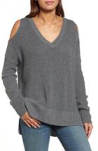 Women's Caslon Cold Shoulder Tunic Sweater - Grey