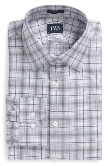 Men's John W. Nordstrom Trim Fit Plaid Dress Shirt .5 32/33 - Red