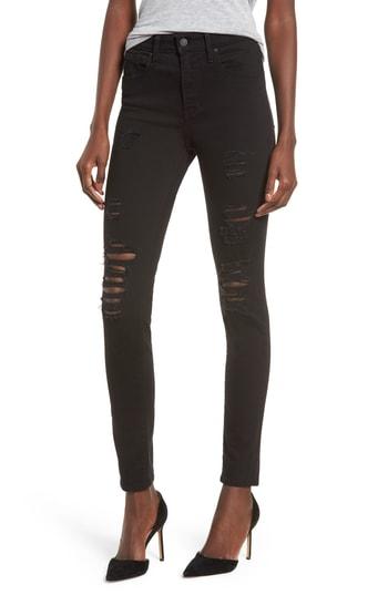 Women's Levi's 721(tm) Ripped High Waist Skinny Jeans X 30 - Black