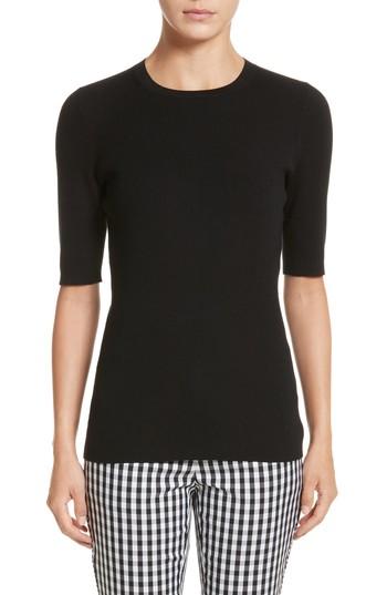 Women's Lafayette 148 New York Rib Knit Silk Blend Sweater, Size - Black