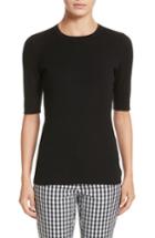 Women's Lafayette 148 New York Rib Knit Silk Blend Sweater, Size - Black