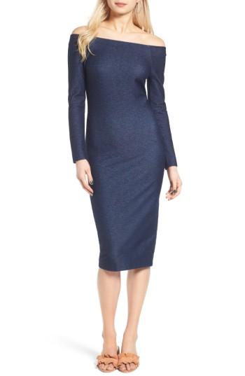Women's St. Studio Denim Off The Shoulder Body-con Dress - Blue