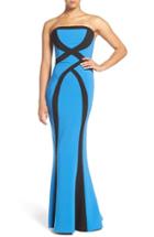 Women's Maria Bianca Nero Strapless Stripe Woven Gown - Blue