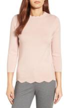 Petite Women's Halogen Scallop Edge Sweater P - Pink