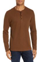 Men's Billy Reid Ribbed Long Sleeve Henley - Brown