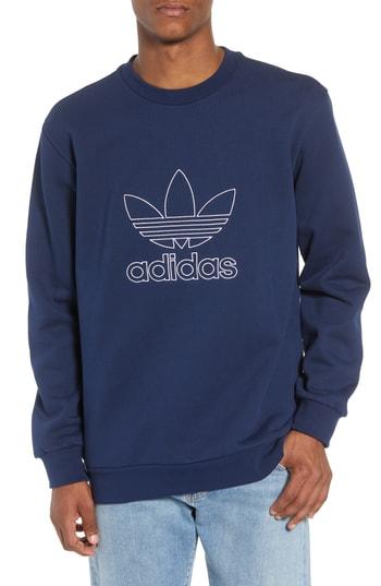 Men's Adidas Outline Trefoil Crewneck Sweatshirt - Blue