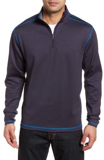 Men's Cutter & Buck Evergreen Reversible Quarter Zip Pullover, Size - Blue
