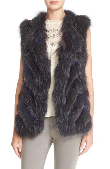 Women's Parker 'lola' Grooved Genuine Rabbit & Fox Fur Vest