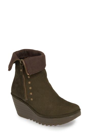 Women's Fly London Yemi Wedge Bootie .5-8us / 38eu - Green