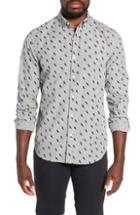 Men's Bonobos Washed Button Down Slim Fit Lightning Print Sport Shirt, Size R - Grey