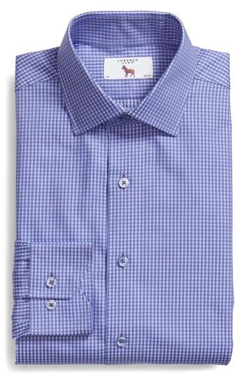 Men's Lorenzo Uomo Trim Fit Mini Check Dress Shirt .5 - 34 - Purple