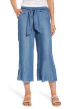 Women's Billy T Tie Front Crop Chambray Pants - Blue