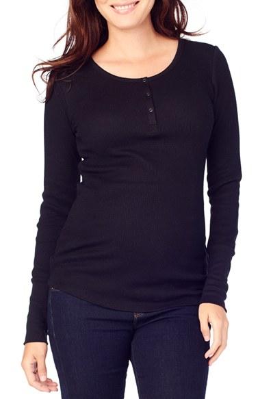 Women's Ingrid & Isabel Henley Maternity Top - Black