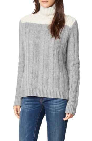 Women's Habitual Devin Colorblock Cable Knit Turtleneck Sweater - Grey