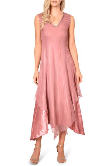 Women's Komarov New Chiffon Sleeveless Evening Dress With Shawl - Pink