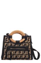 Fendi Small Runaway Woven Raffia Shopper - Beige