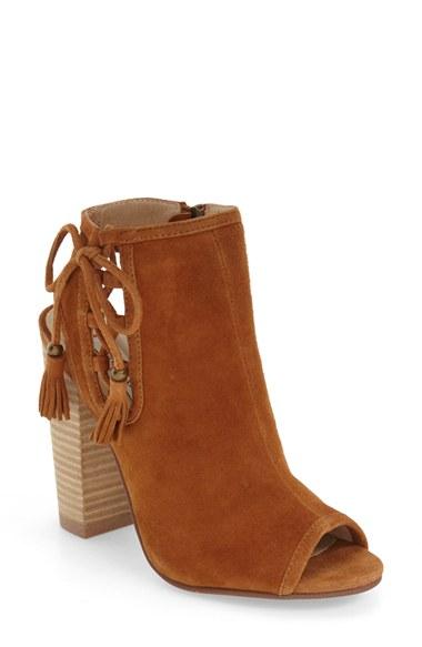 Women's Kristin Cavallari 'legend' Peep Toe Zip Bootie .5 M - Brown