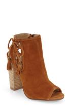 Women's Kristin Cavallari 'legend' Peep Toe Zip Bootie .5 M - Brown
