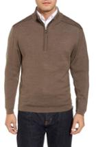Men's Cutter & Buck Henry Quarter Zip Wool Blend Pullover - Brown