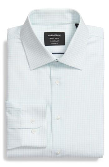 Men's Nordstrom Men's Shop Tech-smart Traditional Fit Stretch Tattersall Dress Shirt 32/33 - Blue