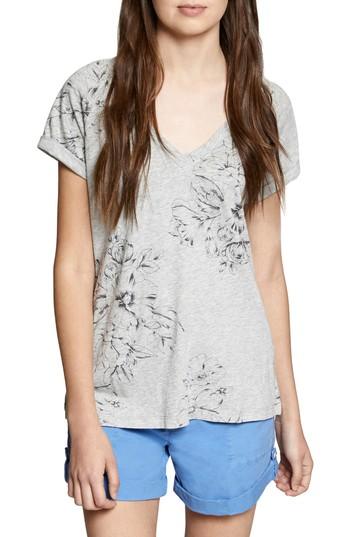 Women's Sanctuary Hibiscus V-neck Tee, Size - Grey