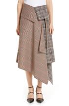 Women's Monse Mixed Check Wool Blend Blanket Wrap Skirt - Grey