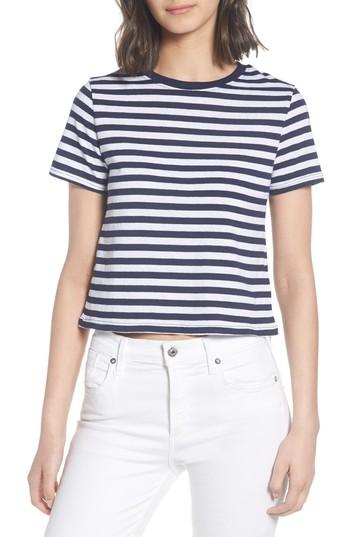 Women's Topshop Crop Stripe Tee Us (fits Like 2-4) - Blue