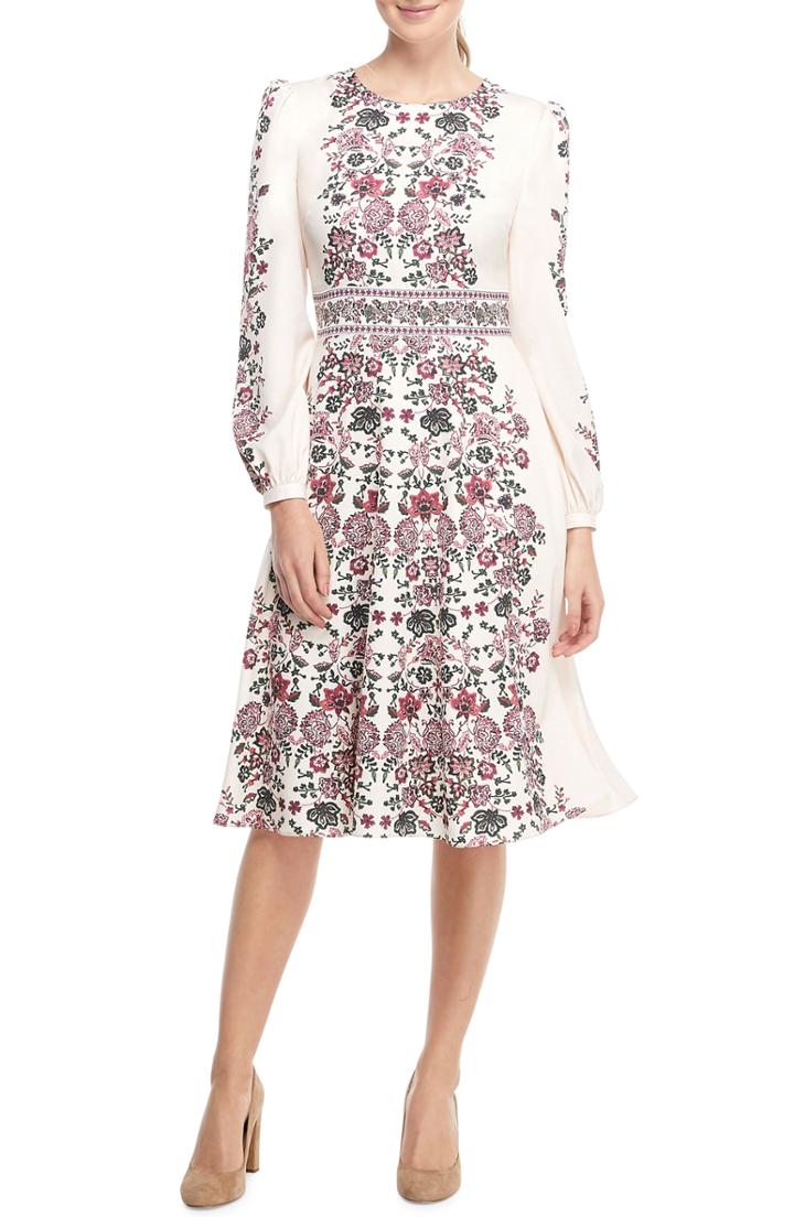 Women's Gal Meets Glam Collection Chloe Floral Border Print A-line Dress