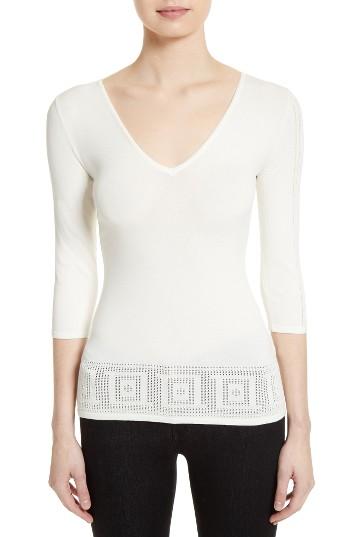 Women's Versace Collection Open Knit Hem Top Us / 38 It - White