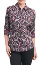 Women's Foxcroft Ava Heirloom Paisley Shirt - Burgundy