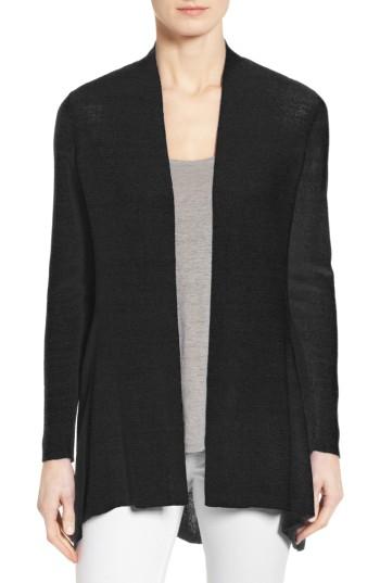Women's Eileen Fisher Shaped Organic Linen Blend Cardigan - Black