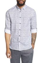 Men's Ted Baker London Nazta Trim Fit Tropical Print Sport Shirt (xxl) - White