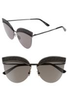 Women's Bottega Veneta 64mm Semi-rimless Cat Eye Sunglasses - Black