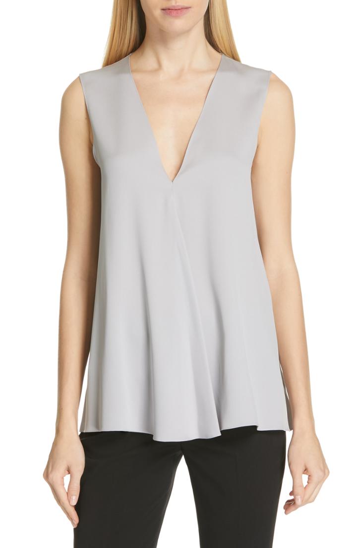 Women's Theory Stretch Silk Swing Top, Size - Purple
