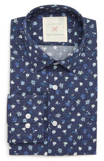 Men's Strong Suit By Ilaria Urbinati Edmond Slim Fit Floral Dress Shirt R - Blue