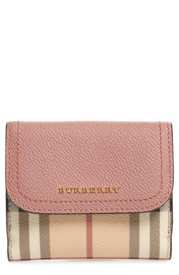 Women's Burberry Luna French Haymarket Check Wallet - Pink