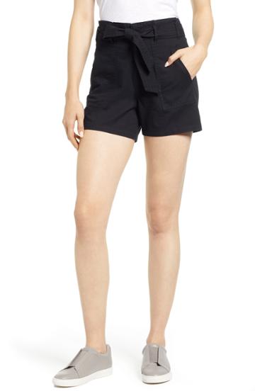 Women's Caslon Belted Twill Shorts - Black